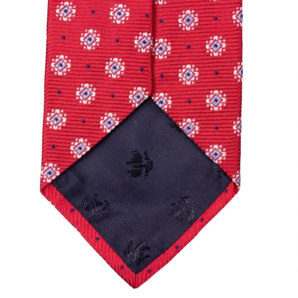 Brooks Brothers Mens Silk Tie Red‎ Geometric Medallion Print Made in USA